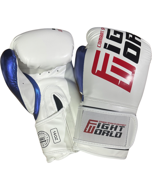 FIGHTWORLD Boxing Gloves Blue and white (velcro)