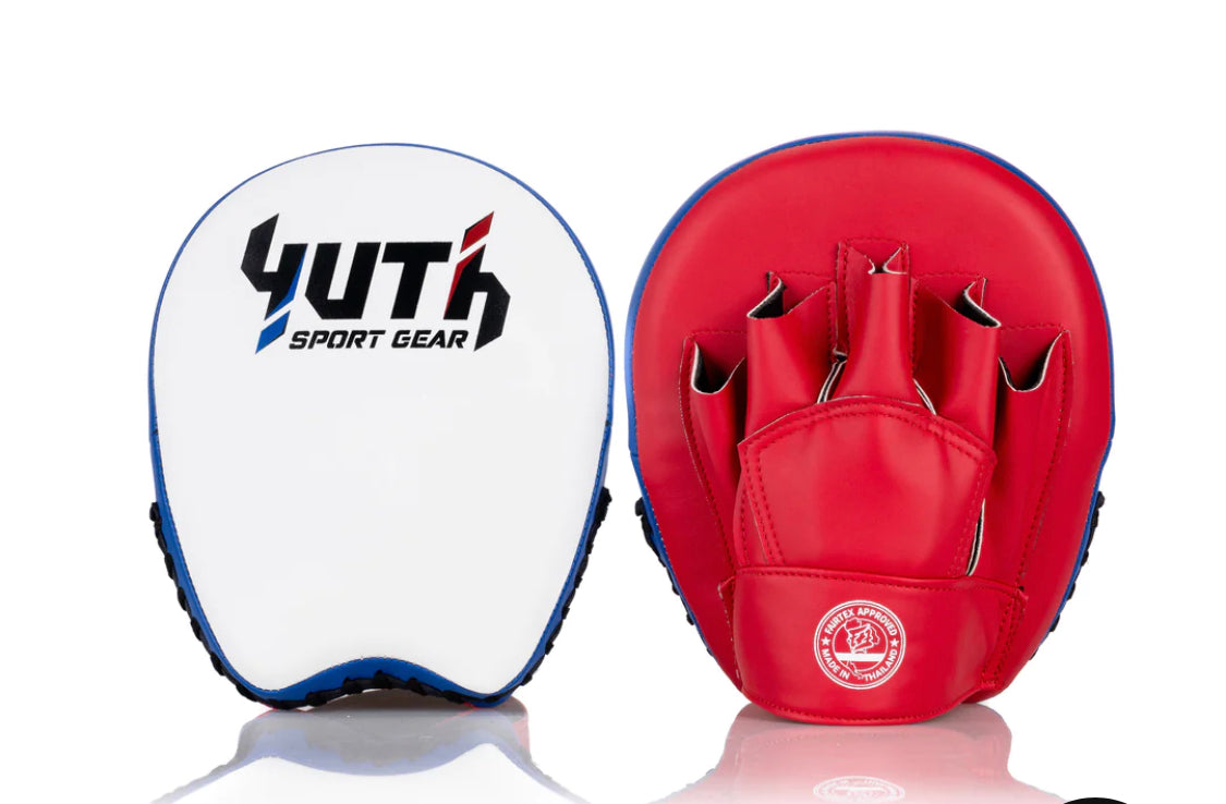 A collection of boxing and Muay Thai equipment including gloves, punching bag, and hand wrap made in Thailand, top bands such as Fightworld, Yuth, Danger, WBC, BKFC, Shinguards, Muay Thai, MMA Shorts and Equipments.