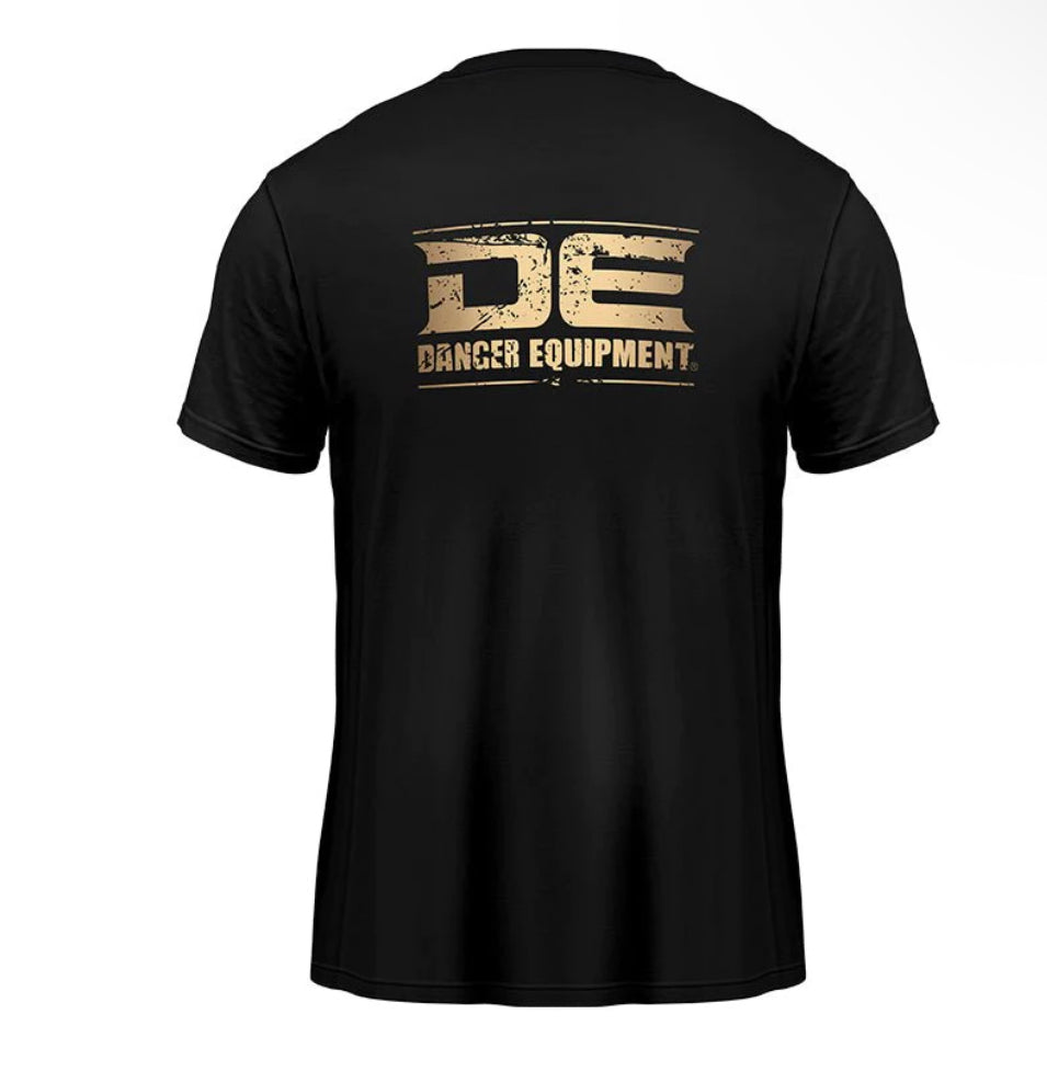 Black Danger Equipment t-shirt with bronze logo