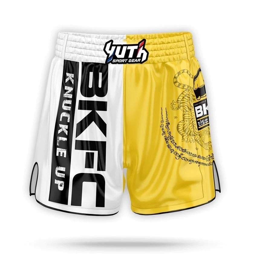 A collection of boxing and Muay Thai equipment including gloves, punching bag, and hand wrap made in Thailand, top bands such as Fightworld, Yuth, Danger, WBC, BKFC, Shinguards, Muay Thai, MMA Shorts and Equipments.