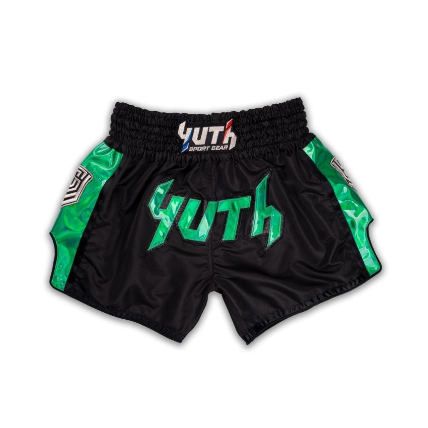 A collection of boxing and Muay Thai equipment including gloves, punching bag, and hand wrap made in Thailand, top bands such as Fightworld, Yuth, Danger, WBC, BKFC, Shinguards, Muay Thai, MMA Shorts and Equipments.